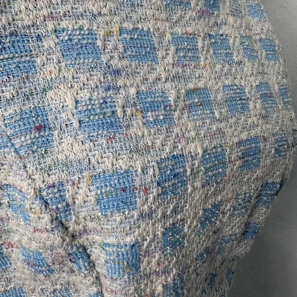 Taylor Womens Blue White Tweed Checkered Belted Sleeveless Shift Dress Size 10 - Picture 3 of 8